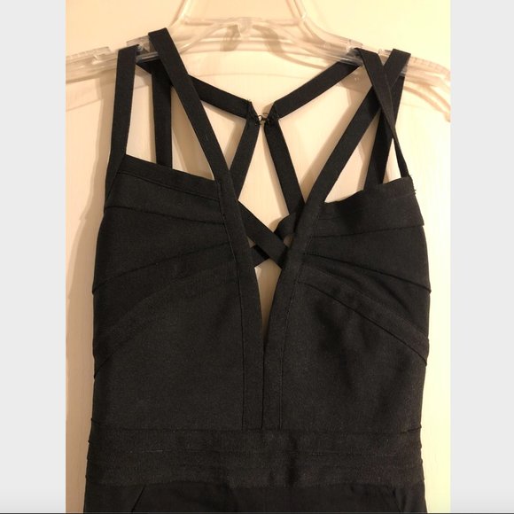 Black Strappy Shorts Romper - Picture 2 of 3